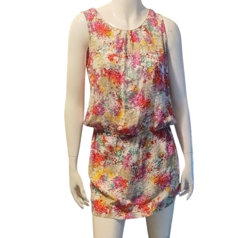Biscote Floral Mini Sleeveless Dress
